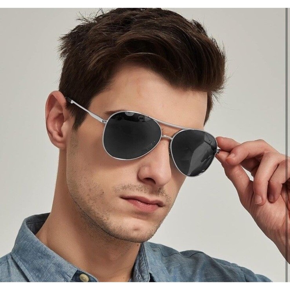 Polarized Aviator Sunglasses Men Womens Gold Frame Black Lens UV400 Protection